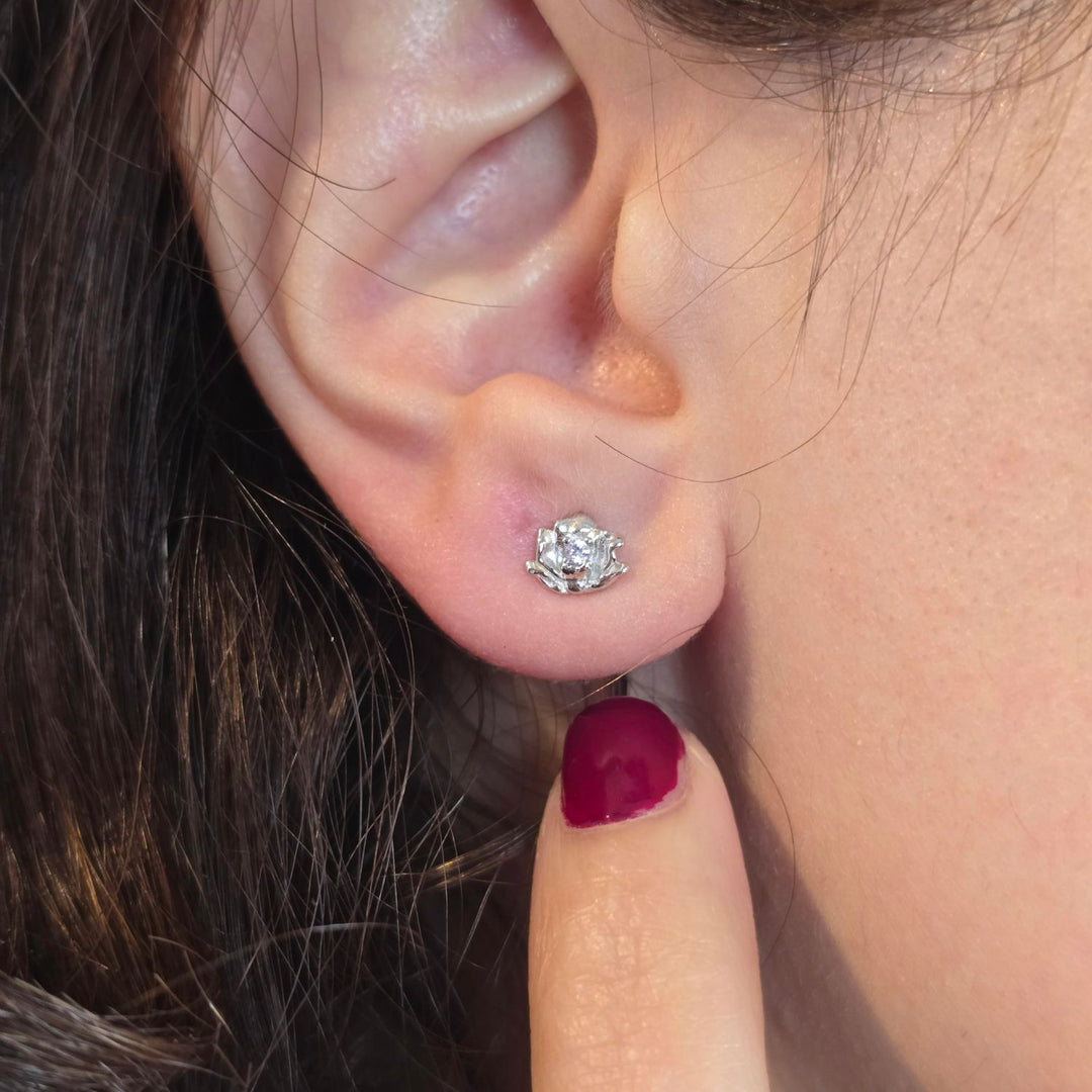 Alexandrite June Birthstone Rose Birthflower Sterling Silver Stud Earrings