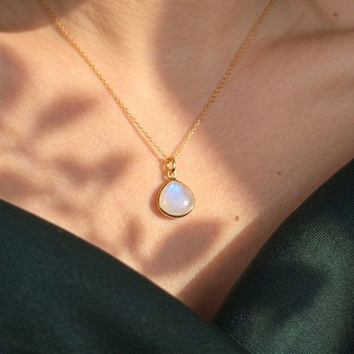 18ct Gold Vermeil Plated Moonstone June Birthstone Necklace