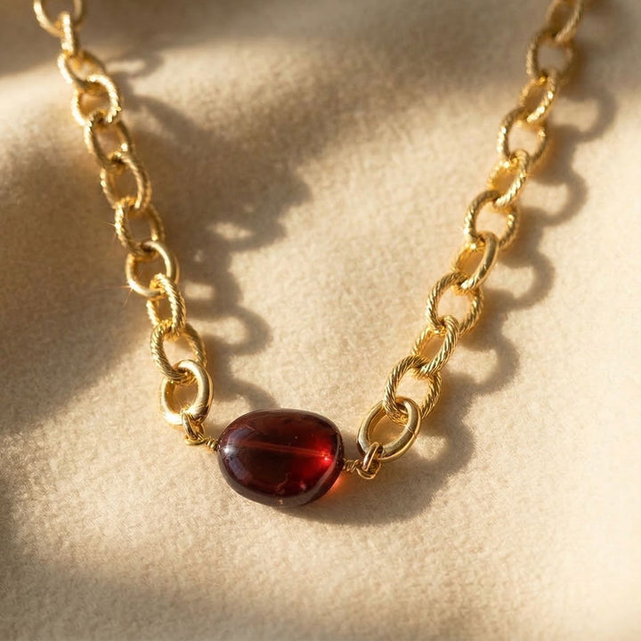 Garnet January Birthstone Statement Pendant Necklace