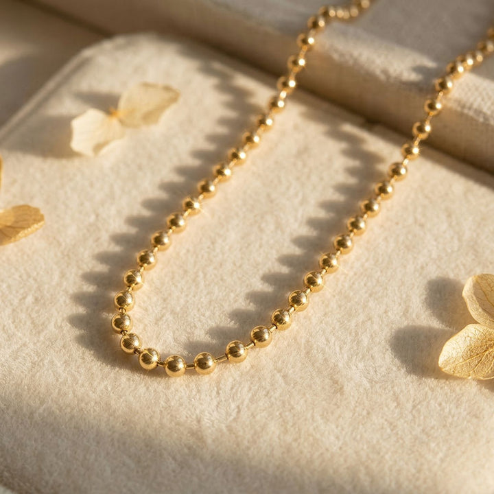 18ct Gold Plated Ball Chain Choker Necklace