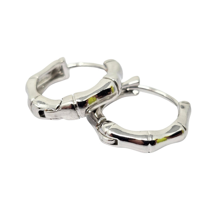 Bamboo Everyday Sterling Silver Huggie Hoop Earrings