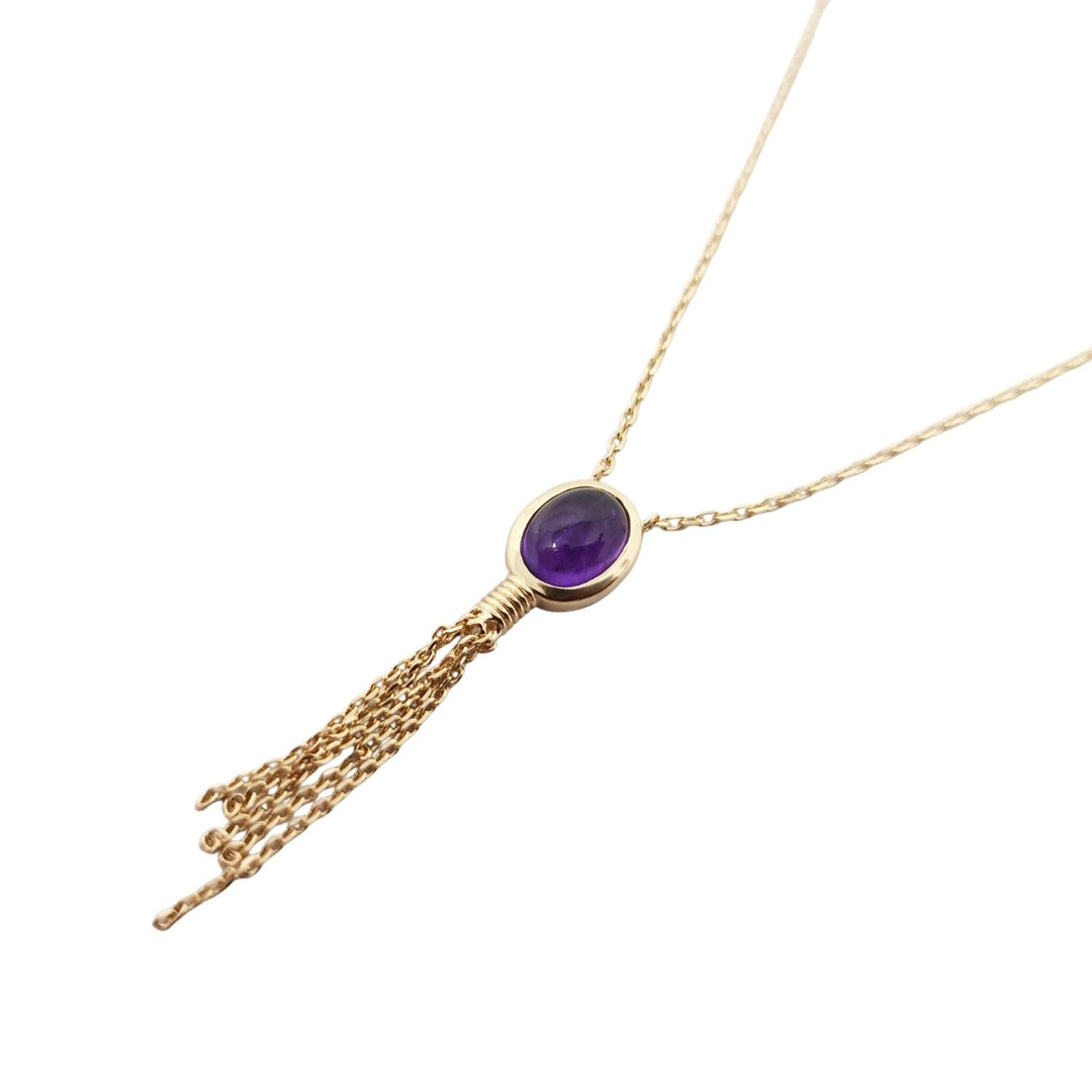 18ct Gold Vermeil Plated Oval Amethyst Necklace