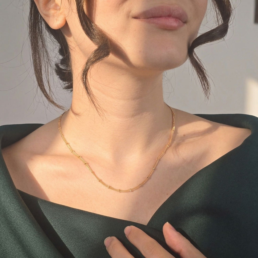 18ct Gold Plated Bar Curb Chain Necklace