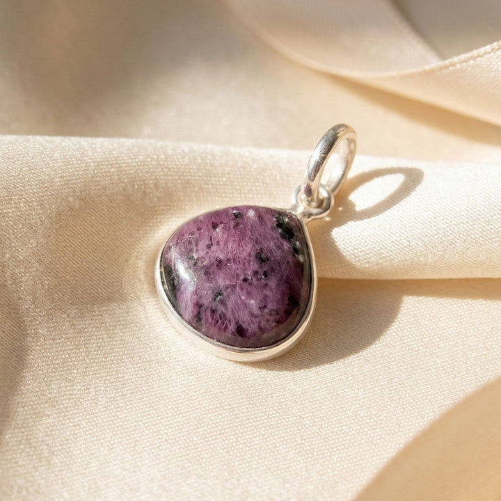 Silver Ruby July Birthstone Heart Charm Pendant