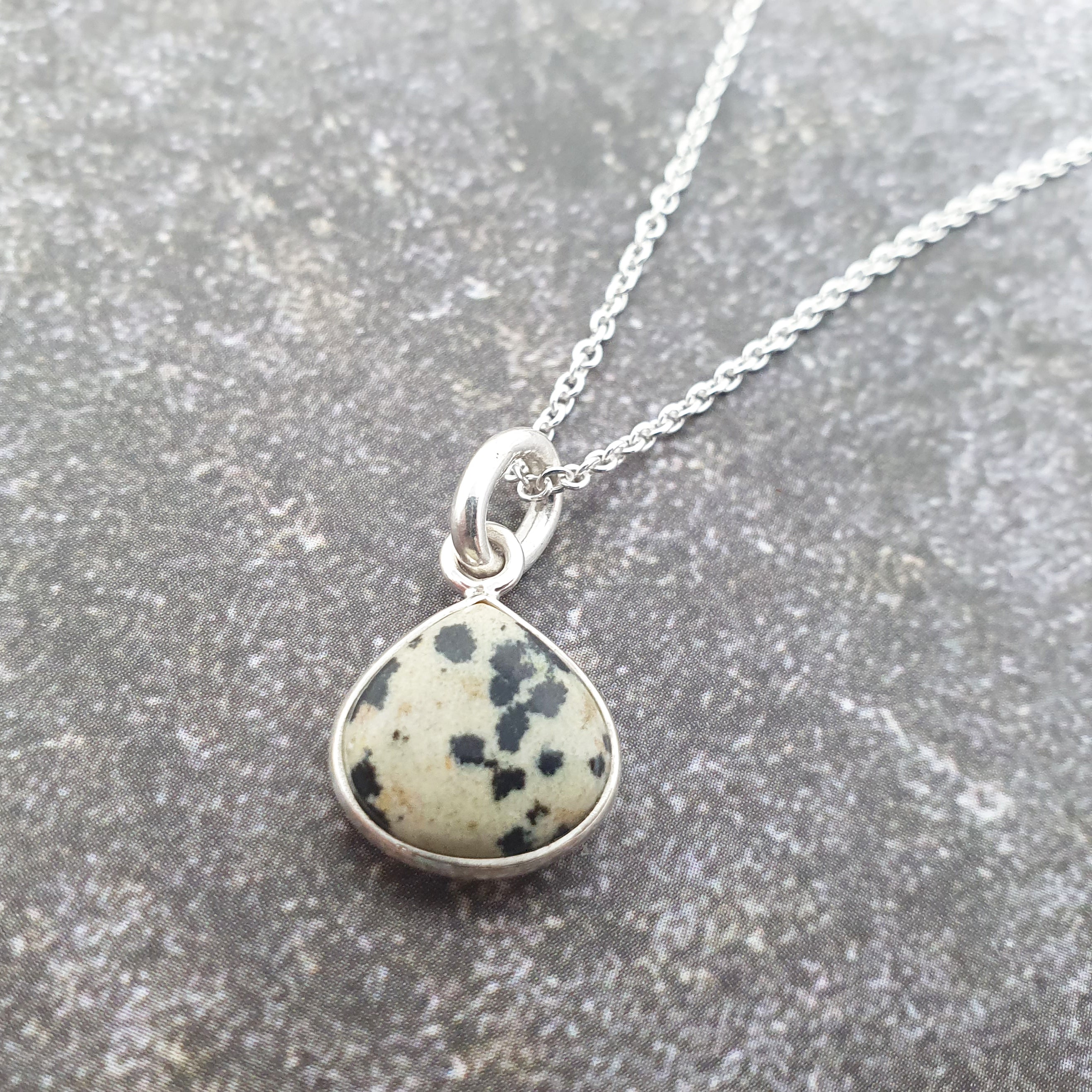 Stunning 925 offers Sterling Dalmatian Jasper Opal Necklace