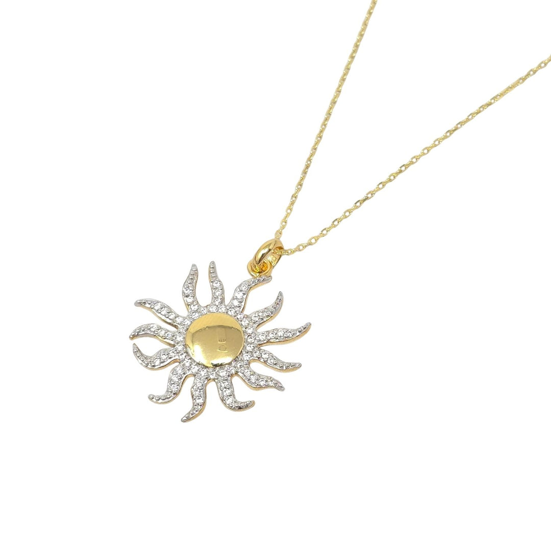 Gold Plated Distant Sun Pendant Charm Necklace