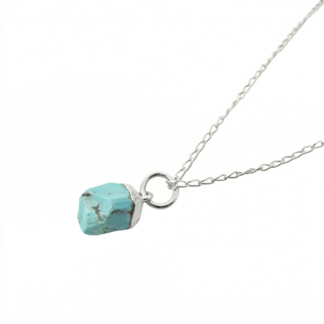 Raw Turquoise December Birthstone Sterling Silver Necklace