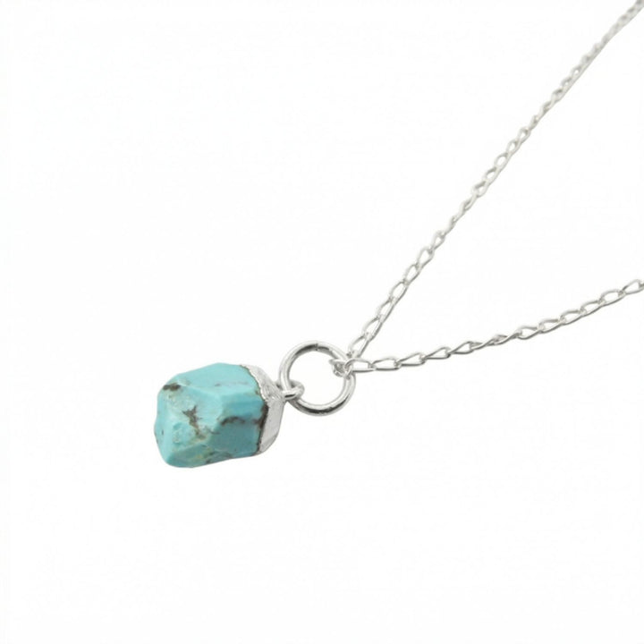 Raw Turquoise December Birthstone Sterling Silver Necklace