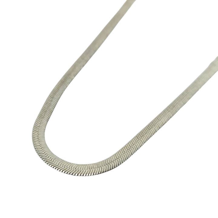 Herringbone Rhodium Filled 4mm 18 Inch Snake Necklace