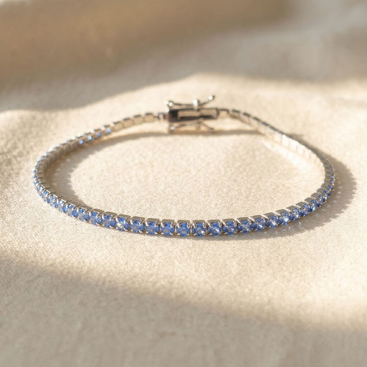Blue Topaz Gemstone Silver Tennis Bracelet