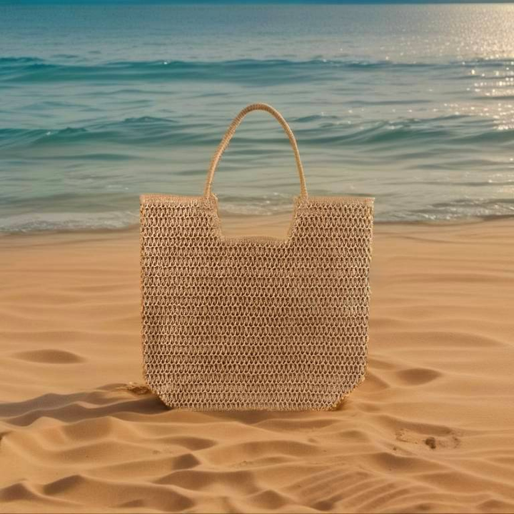 Straw Bag: Lightweight Luxury Macrame Beach Tote for Ladies – Chic Long Handbag