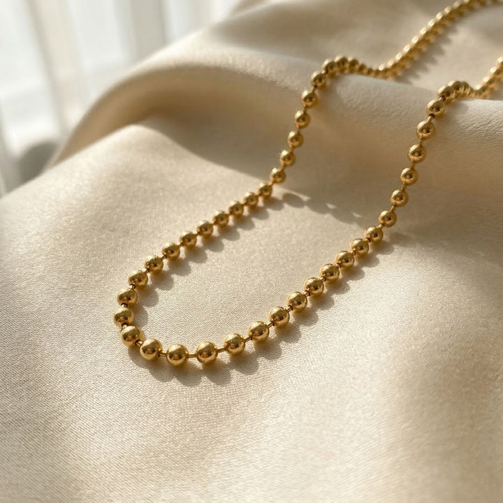 18ct Gold Plated Classic Ball Bead Extra Long Chain