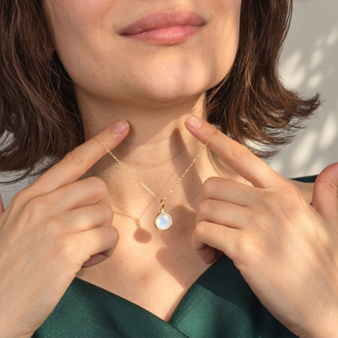 18ct Gold Vermeil Plated Moonstone June Birthstone Necklace