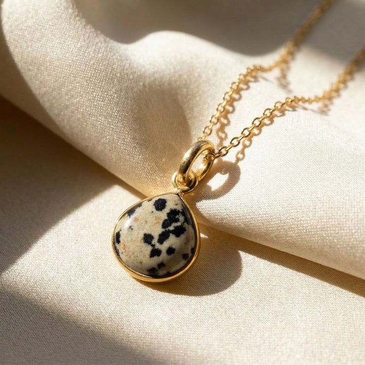 18ct Gold Vermeil Plated Dalmatian Jasper Necklace
