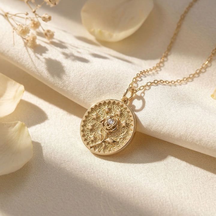 Dainty Rose June Birth Flower Gold Plated Charm Necklace
