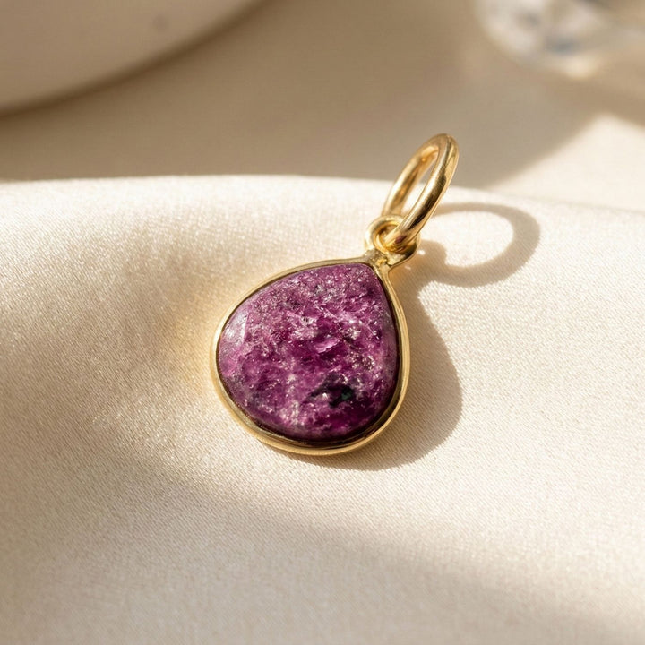 18ct Gold Plated Ruby Heart Charm Pendant