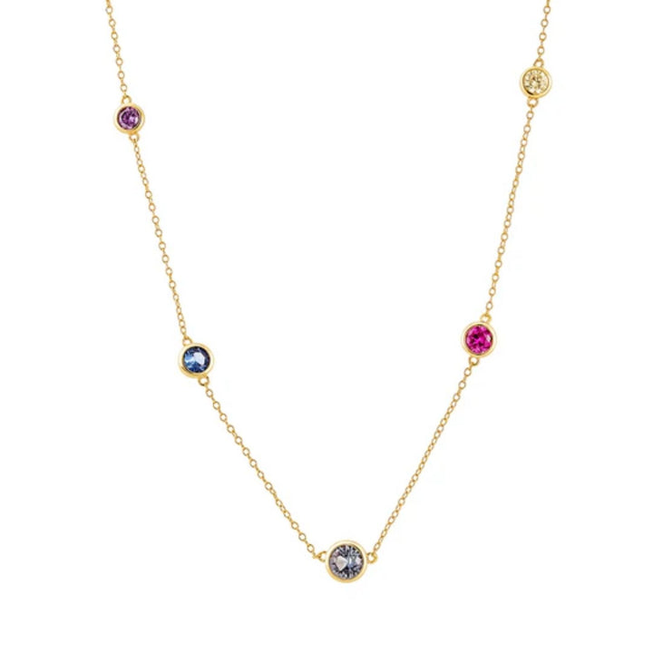 Delicate Multi Gemstone Crystal Gold Plated Necklace