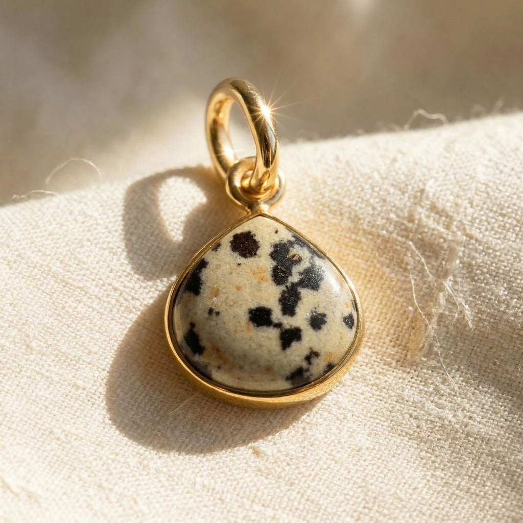 18ct Vermeil Round Dalmatian Bezel Pendant