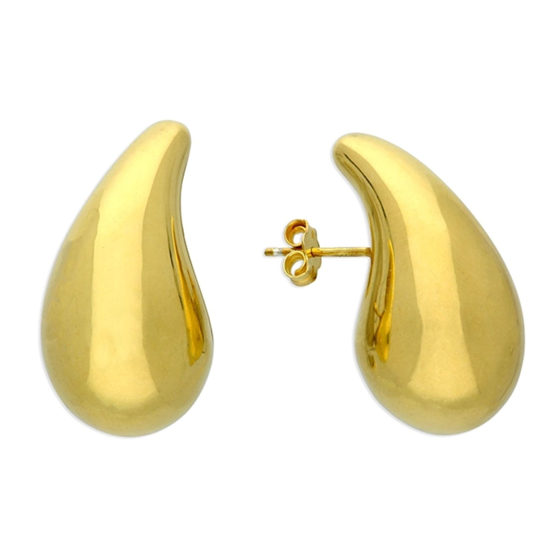 Statement Gold Plated Teardrop Style Stud Earrings