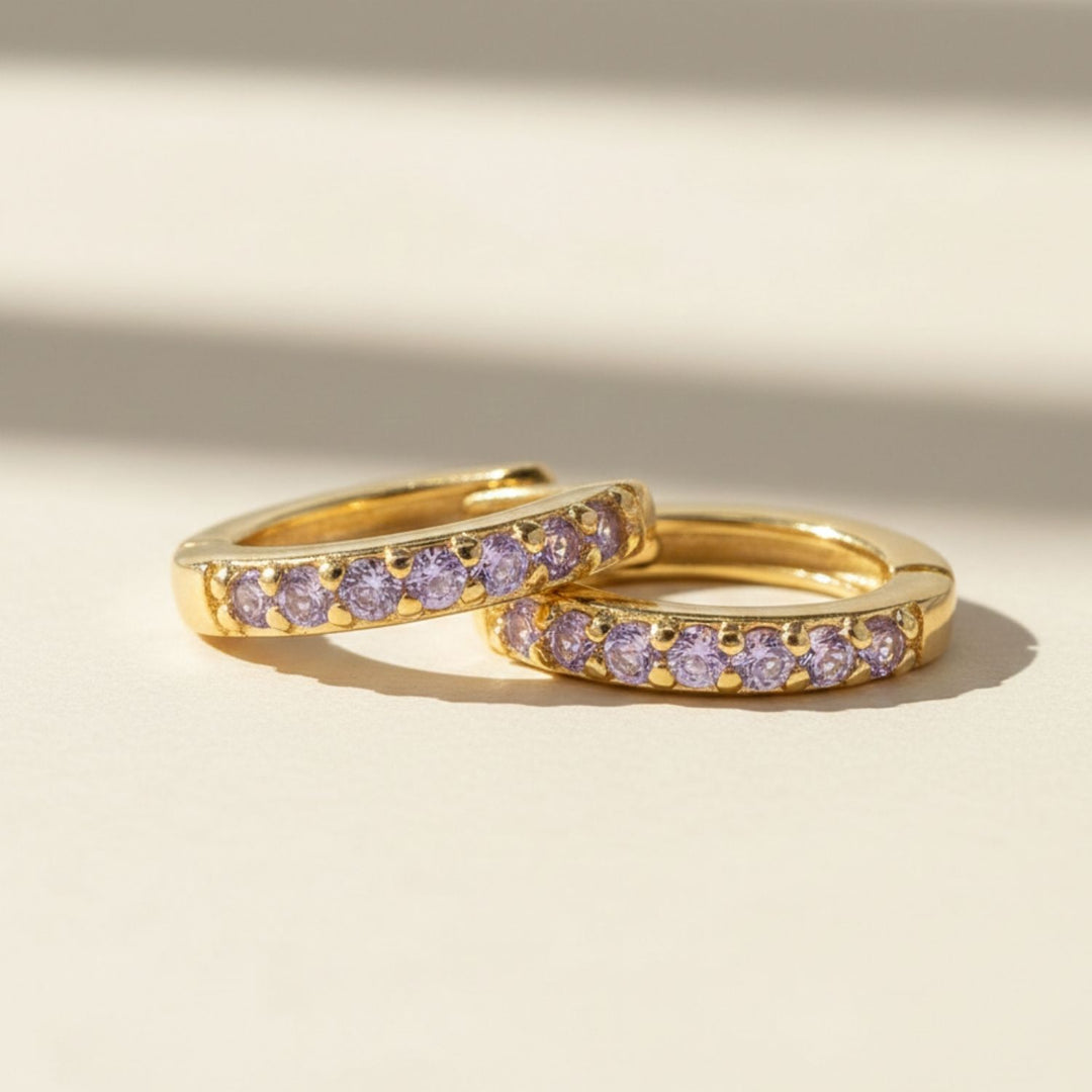 Alexandrite June Birthstone Small Huggie Hoop Earrings