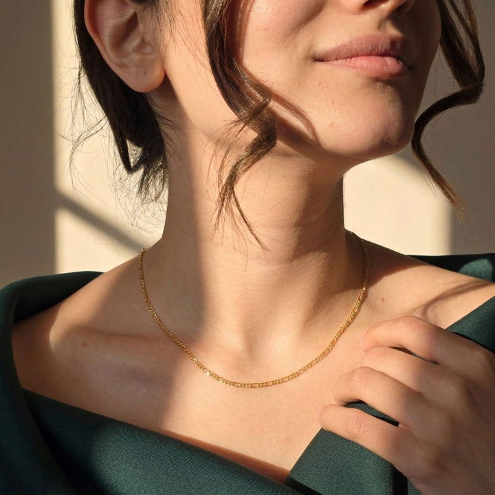 18ct Gold Plated Figaro Chain Necklace