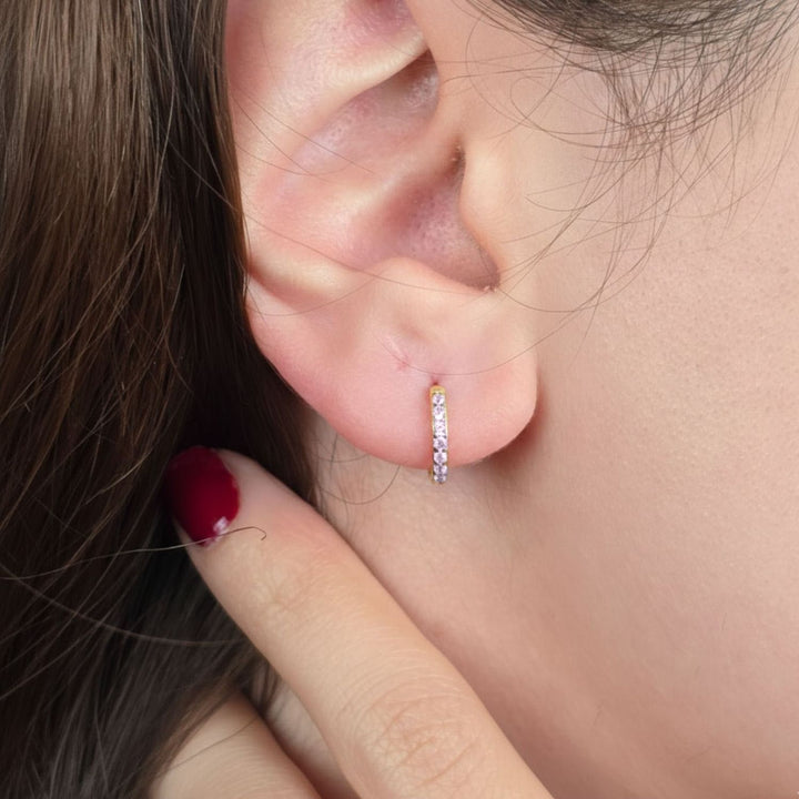 Alexandrite June Birthstone Small Huggie Hoop Earrings