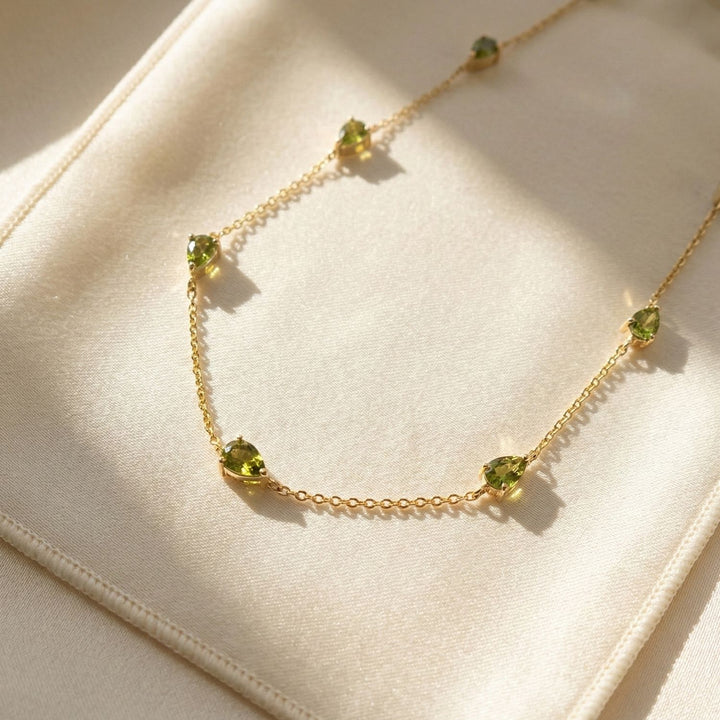 Peridot August Birthstone Minimalist Gold Vermeil Plated Necklace