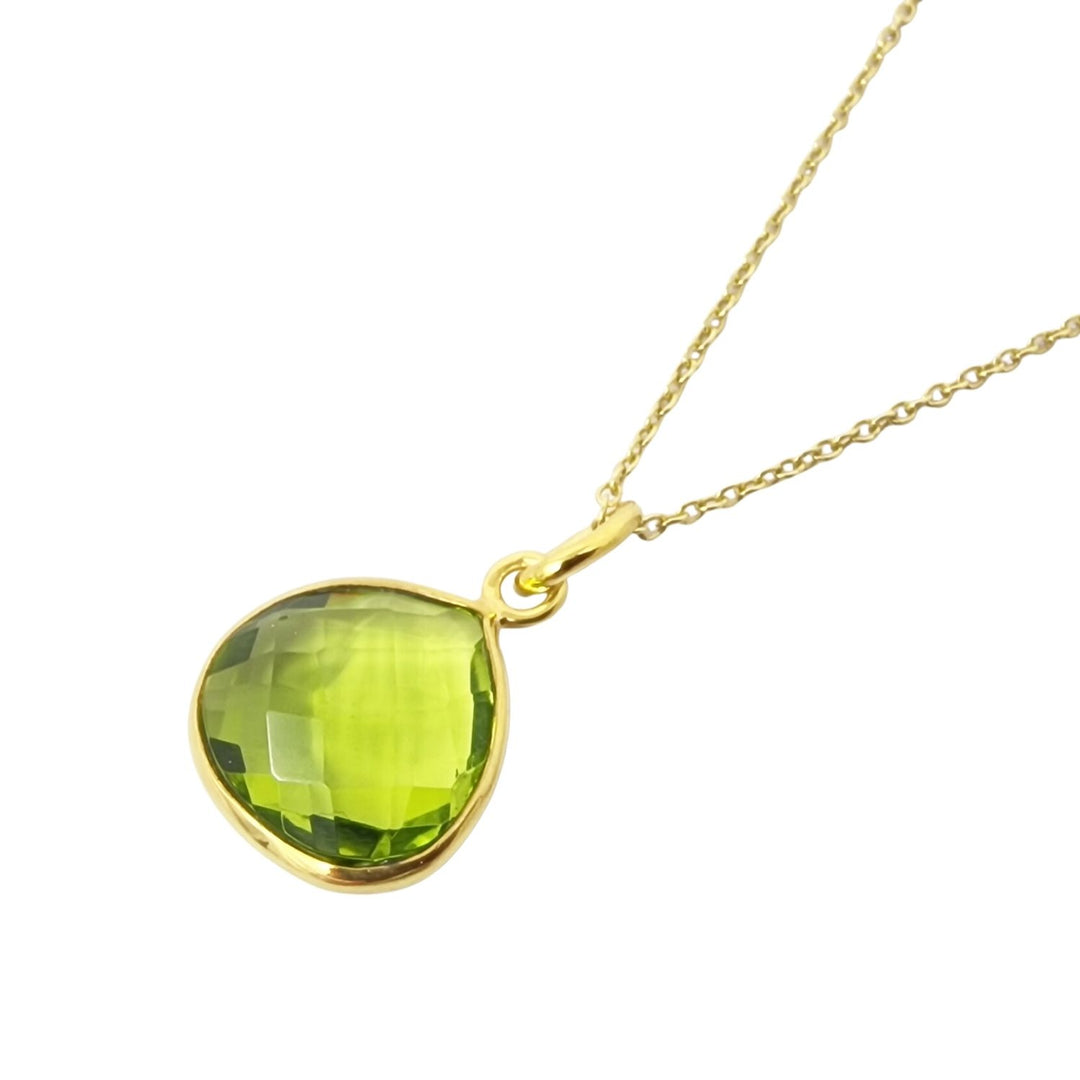 18ct Gold Vermeil Peridot  August Birthstone Shiny Glow Necklace