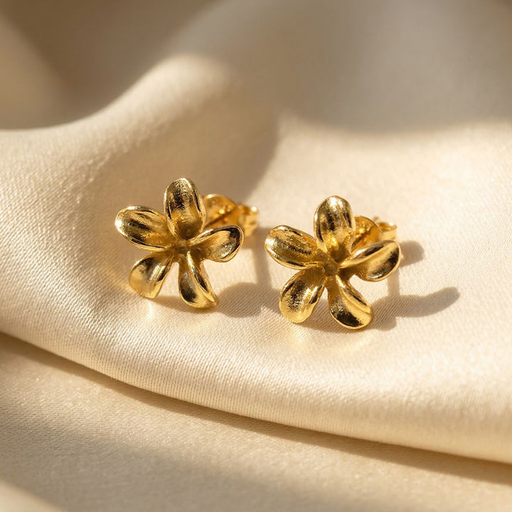 Dainty Mini Tiny Flower Stud Gold Plated Earrings