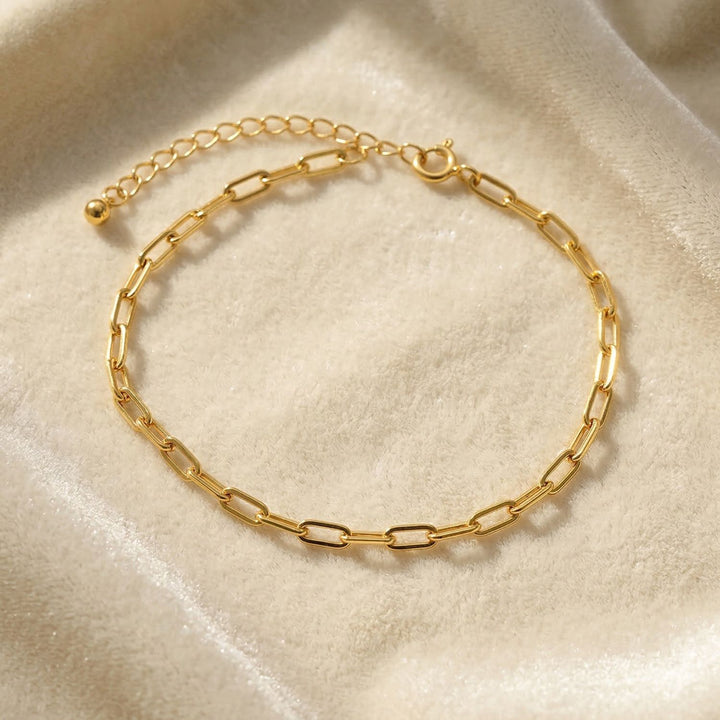Gold Plated Everyday Paperclip Chain Stacking Bracelet