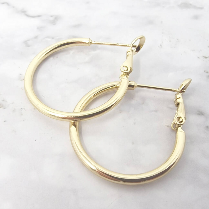 Stylish 25mm Round Gold Plated Hoop Earrings