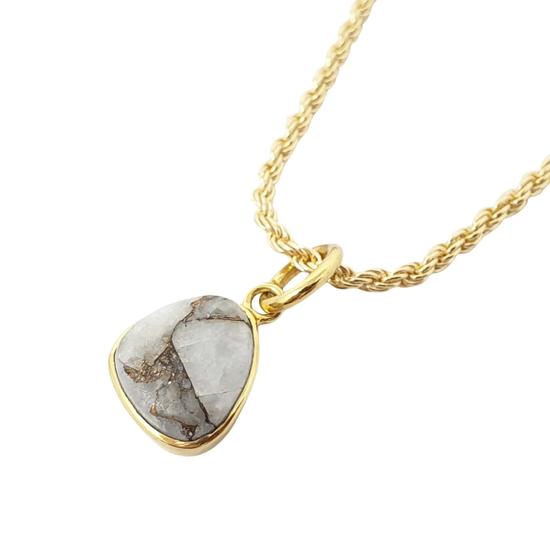 Gold Vermeil Plated White Calcite Gemstone Crystal Rope Necklace