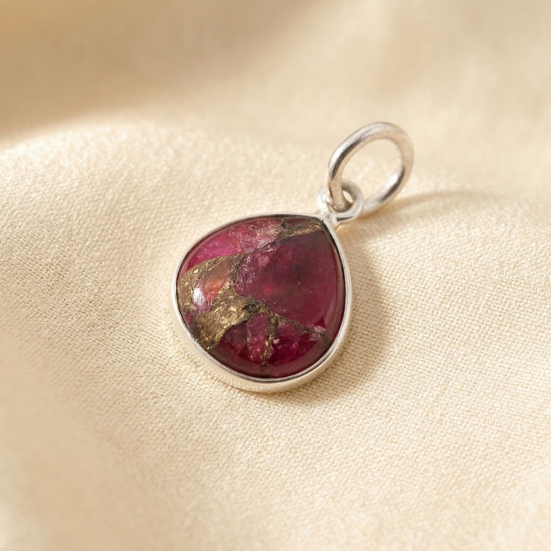 Silver Garnet January Birthstone Heart Charm Pendant