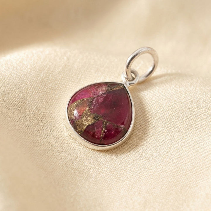 Silver Garnet January Birthstone Heart Charm Pendant
