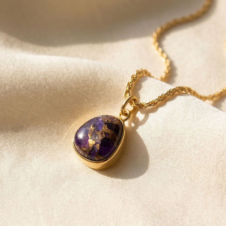 Statement Gold Vermeil Plated Amethyst February Birthstone Crystal Rope Necklace