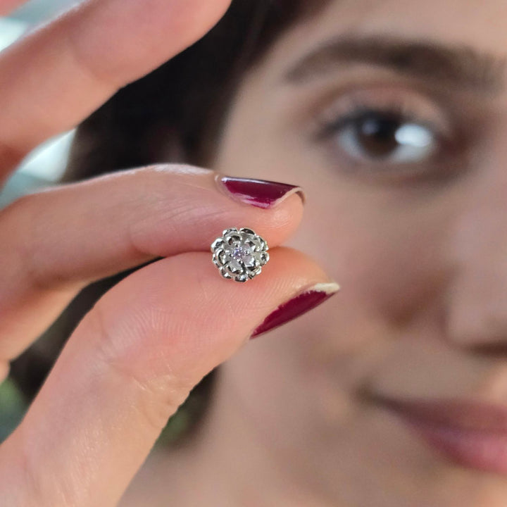 Pink Toumaline October Birthstone Marigold Birthflower Sterling Silver Stud Earrings