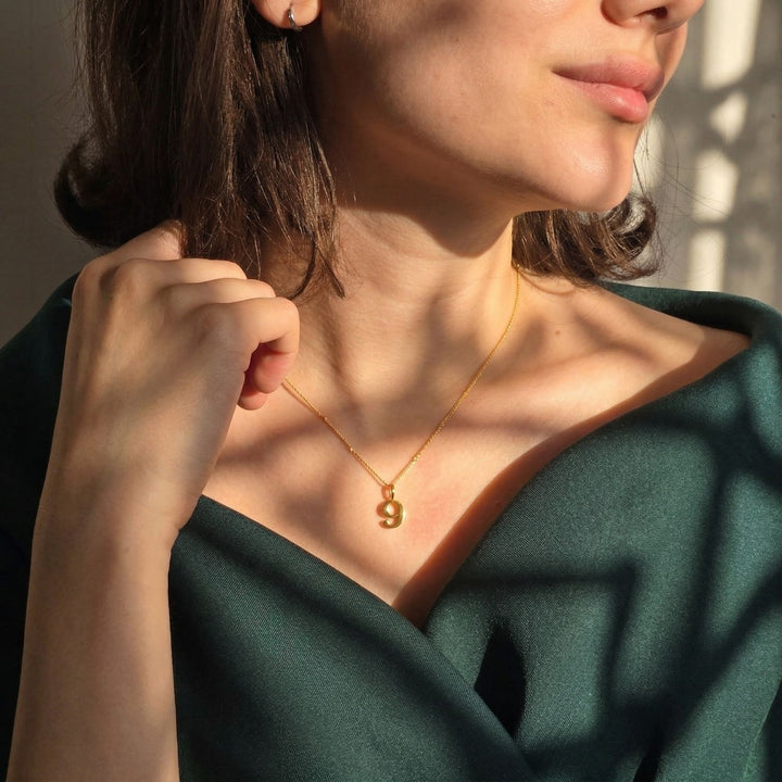 18ct Gold Plated Number Pendant Charm Necklace