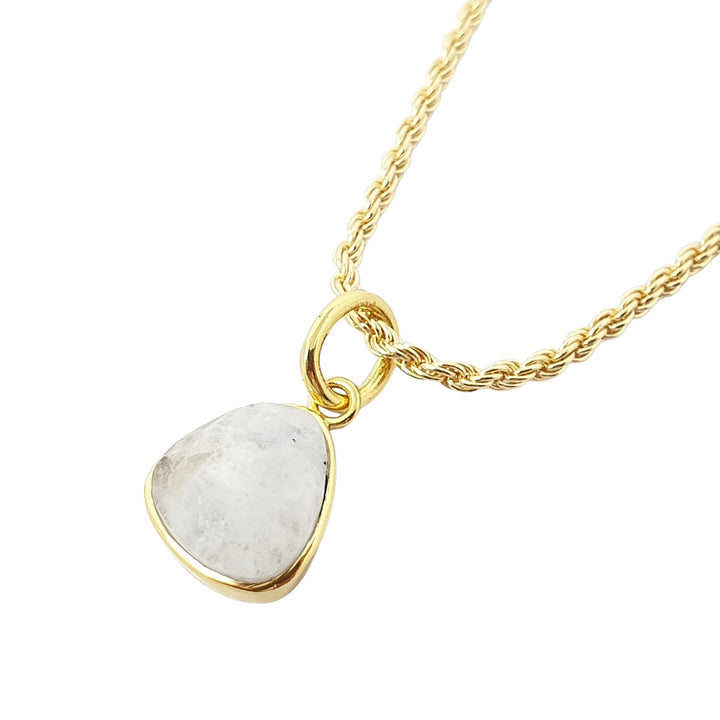 Statement Gold Vermeil Plated Moonstone June Birthstone Crystal Rope Necklace