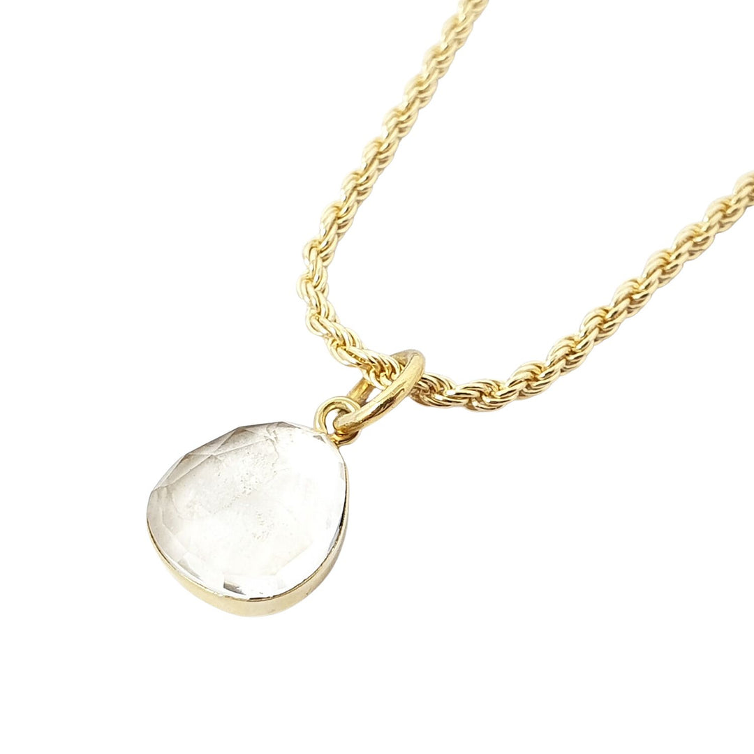 Statement Gold Vermeil Plated White Topaz April Birthstone Crystal Rope Necklace
