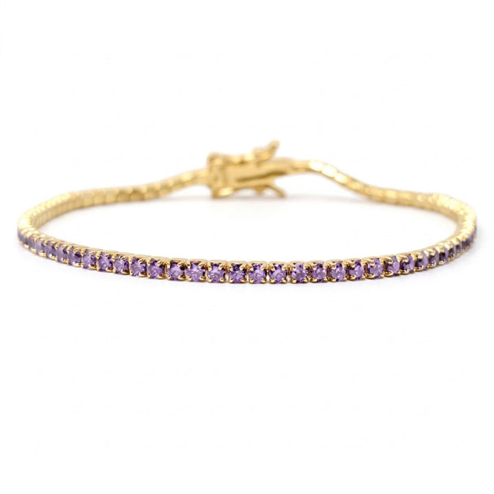 Alexandrite June Birthstone Gold Plated Dainty Tennis Bracelet