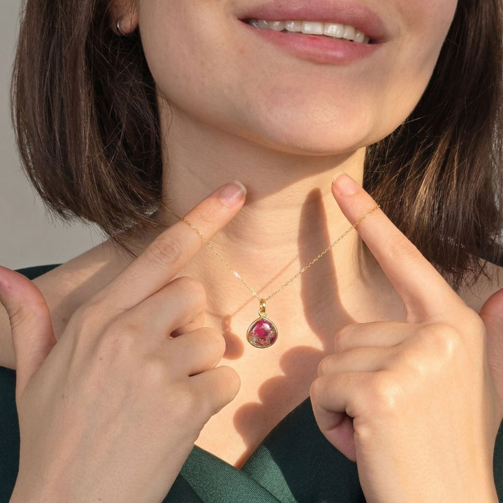 Garnet January Birthstone Sterling Silver Charm Necklace