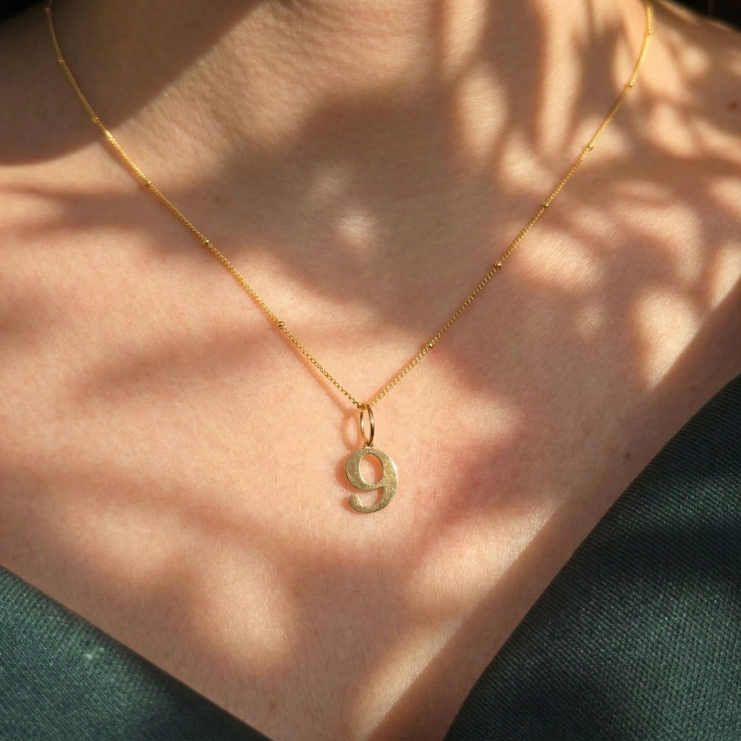 18ct Gold Plated Number Pendant Charm Necklace