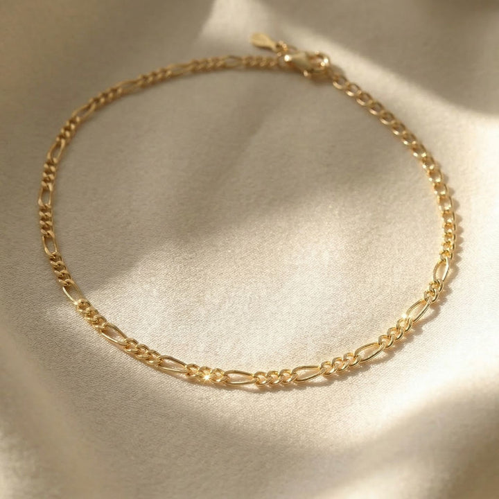 Gold Plated Everyday Figaro Chain Stacking Bracelet