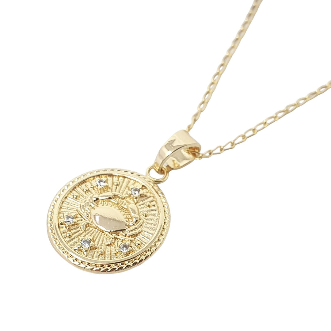 Cancer Gold Plated Zodiac Astrology Pendant Charm Necklace