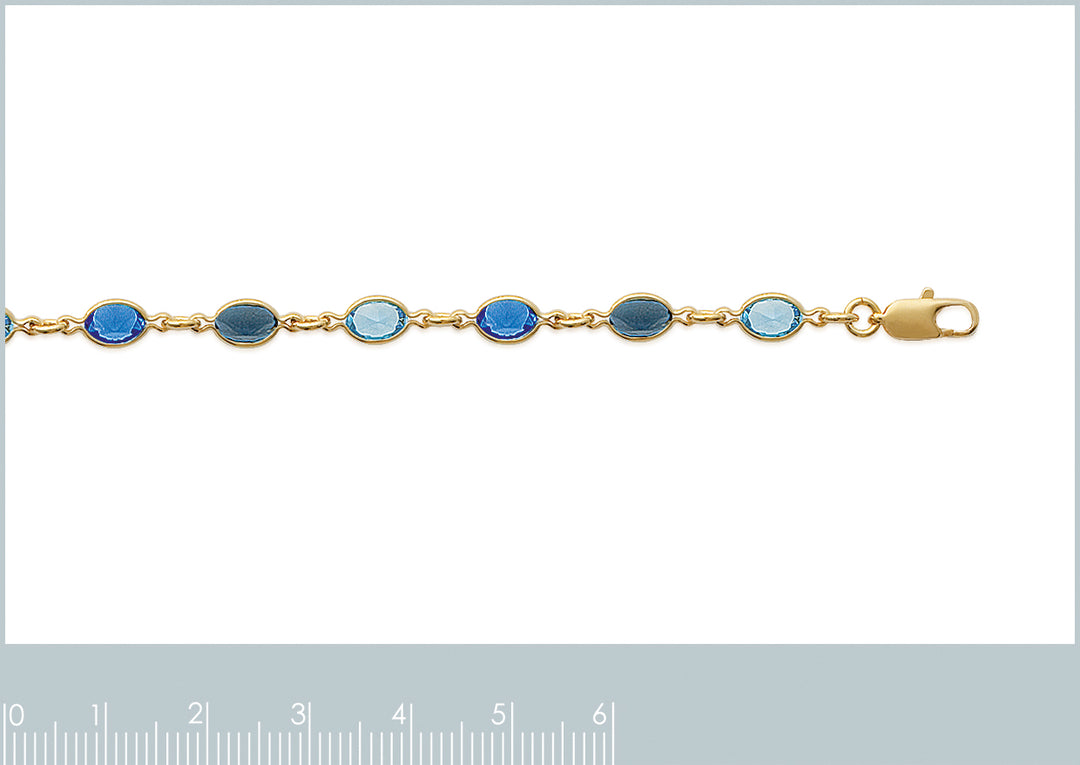 18ct Gold Plated Blue Multi Gemstone Crystal Necklace