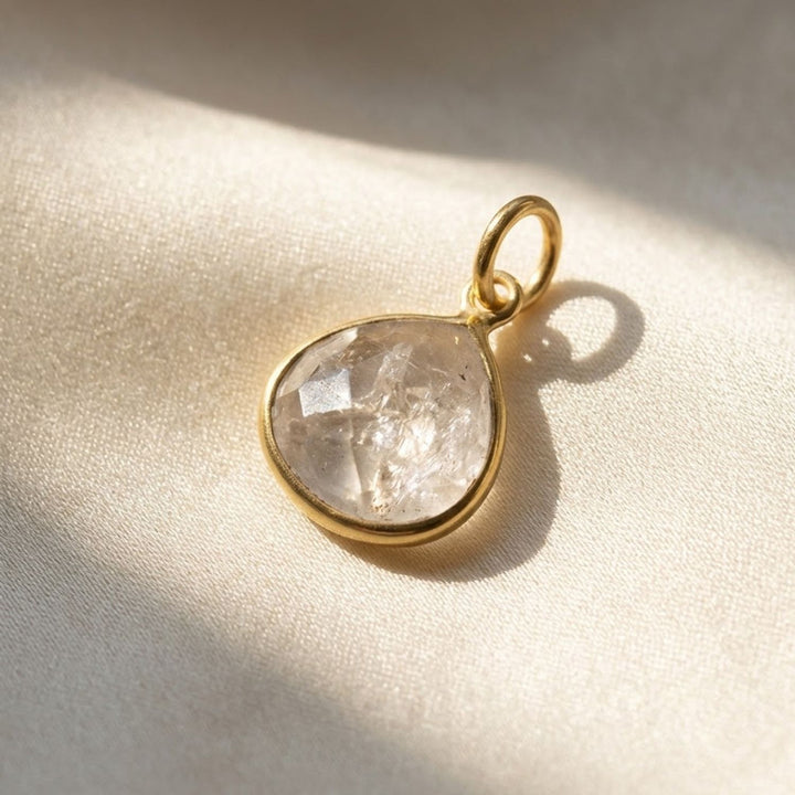 18ct Gold Plated Herkimer Diamond Heart Charm