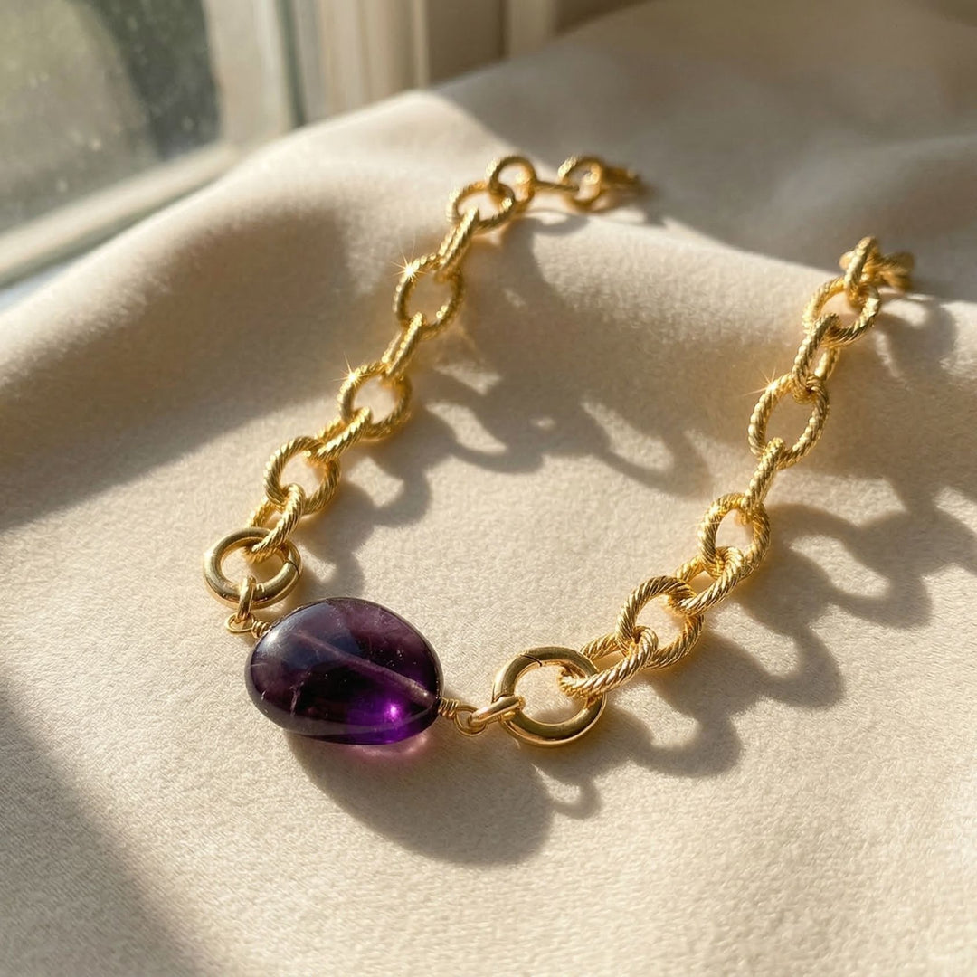 Amethyst February Birthstone Statement Pendant Necklace