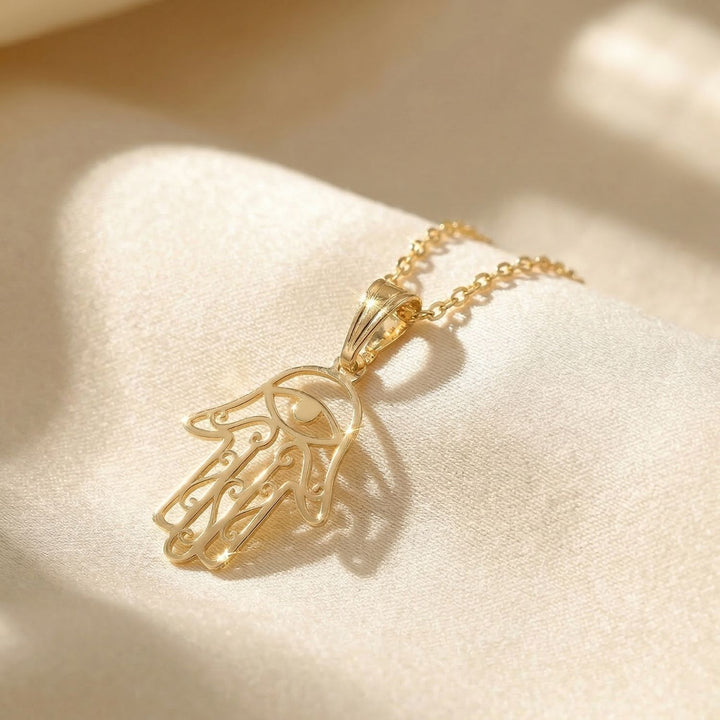 Hamsa Hand Protective Charm Gold Plated Necklace