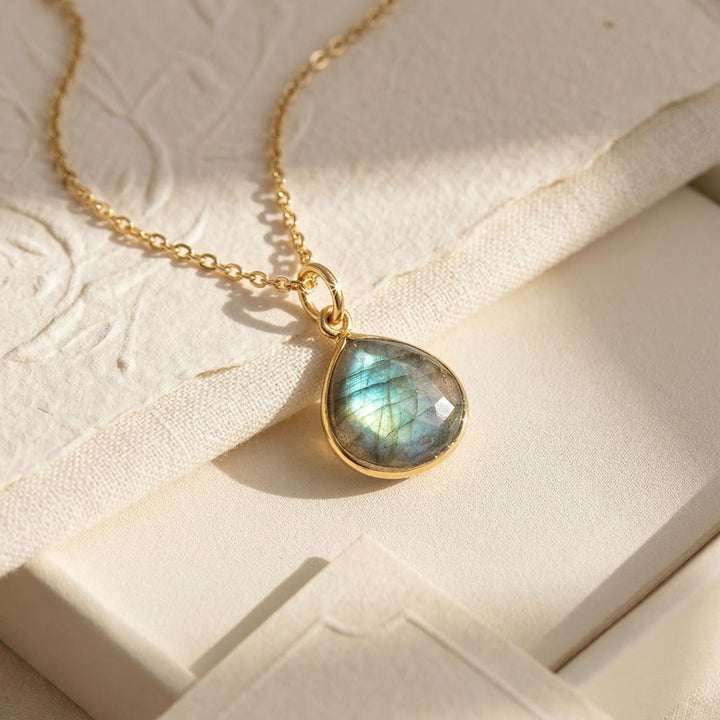 18ct Gold Vermeil Plated Labradorite Necklace