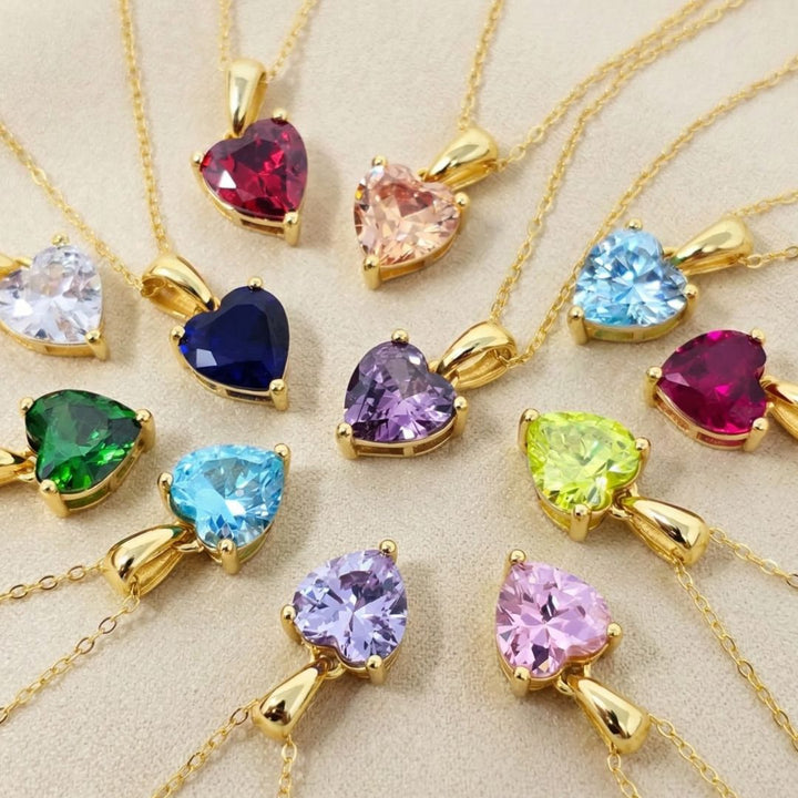 Heart Diamond April Birthstone Necklace